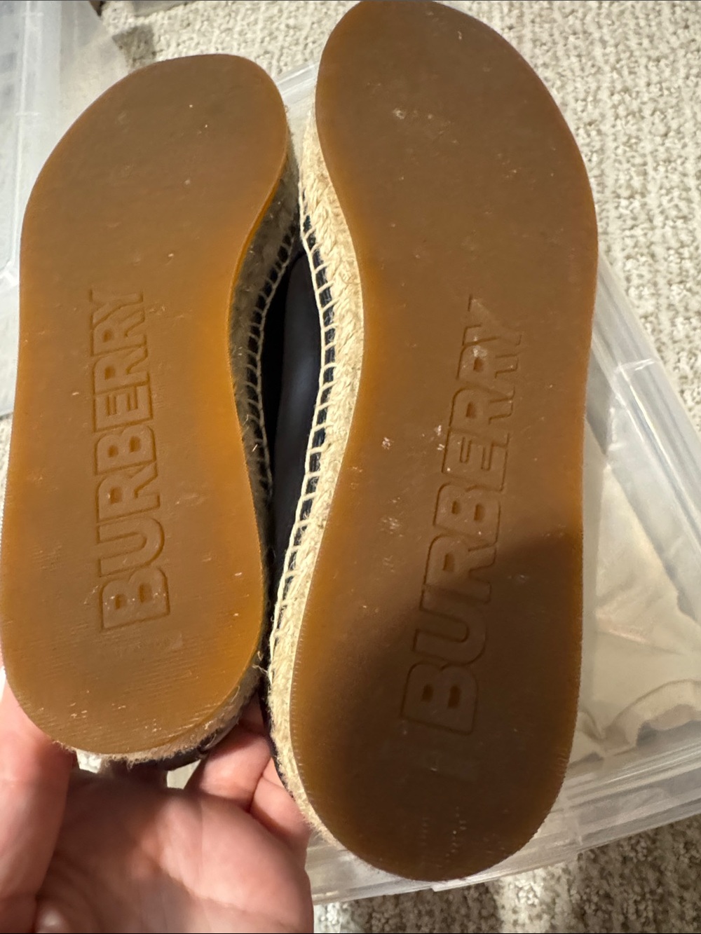 Burberry Black Leather Espadrille Slip-Ons with TB Monogram - Picture 4 of 4